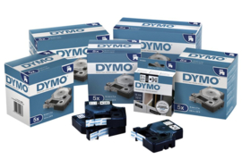 Labeltape Dymo 45021 D1 720610 12mmx7m wit op zwart