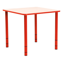 Vierkante Quint-tafel 65 x 65 cm 40-58cm hoogte verstelbaar rood