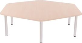 Zeshoekige Quint-tafel 128 cm 40-58cm esdoorn