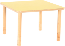 Vierkante Flexi tafel 80x80cm geel in hoogte verstelbaar