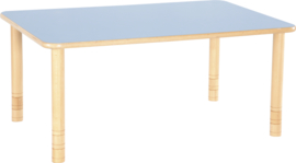Rechthoekige Flexi tafel 120x80cm blauw 58-76cm hoogte verstelbaar