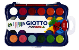 Gouache Giotto 30 mm. 24 kleuren, met penseel