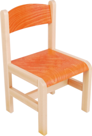 Houten stoel oranje met viltdoppen, oranje maat 1-3