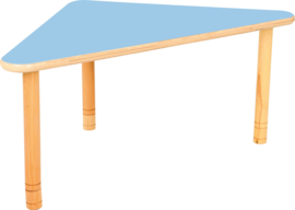 Driehoekige Flexi- tafel 108x80x80cm blauw 40-58cm hoogte verstelbaar