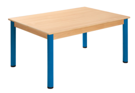 Tafel beuken/metaal 120 x 80 cm.  40-76 cm.