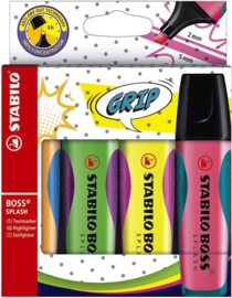 Markeerstift STABILO Boss Splash 75/5 etui à 4 kleuren