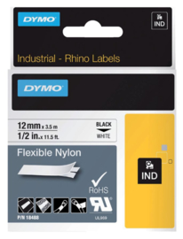 Labeltape Dymo Rhino 18488 nylon 12mmx3.5m zwart op wit