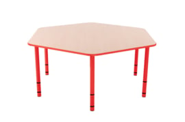 Zeshoekige Quint-tafel 40-58cm hoogte verstelbaar rood