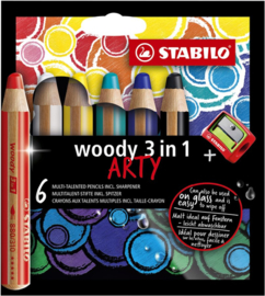 Kleurpotloden STABILO Woody 8806-1-20 etui à 6 kleuren met puntenslijper
