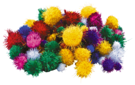 Pompons glitter assorti 1-3cm 100 stuks