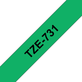 Labeltape Brother P-touch TZE-731 12mm zwart op groen