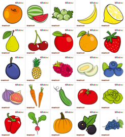 Garderobe stickers - fruit en groenten, 25 stuks