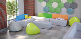Eigentijdse bank Plus, grijs/blauw