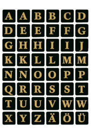 Etiket Herma 4130 13x13Mm letters A-Z zwart op goud
