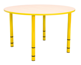 Ronde Quint-tafel 90 cm 40-58cm hoogte verstelbaar geel