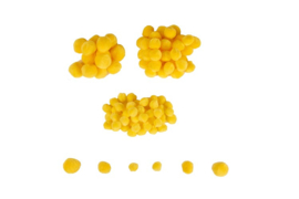 Pompons geel 20-25-30 mm 100 stuks