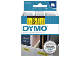 Labeltape Dymo 45018 D1 720580 12mmx7m zwart op geel