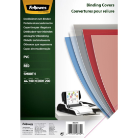 Voorblad Fellowes A4 PVC 200micron transparant rood 100stuks