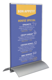 Kaarthouder OPUS 2 T-standaard A5 staand acryl aluminium