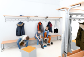 Garderobe met verstelbare bank en haken - aluminium