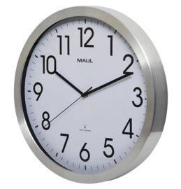 Wandklok MAUL Move RC Ø40xx4.5cm aluminium/wit incl.batterij