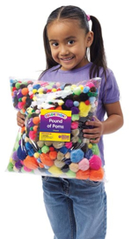 Pompons klassenpak  assorti  1.5-5 cm  1200 stuks