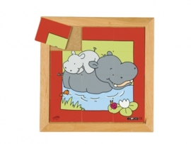 Puzzel nijlpaard moeder/kind 12 dlg. 24x24 cm