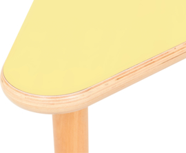 driehoekig Flexi- tafel 108x80x80cm geel in hoogte verstelbaar