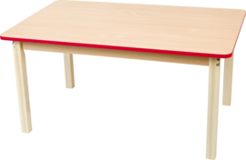 Rechthoekig esdoorn tafelblad met kleurrijke rand rood