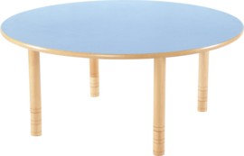 Ronde Flexi tafel 120cm blauw 58-76cm hoogte verstelbaar