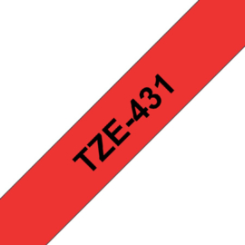 Labeltape Brother P-touch TZE-431 12mm zwart op rood