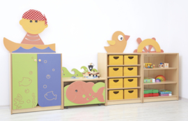 Houten bak - geel