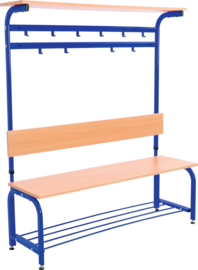 Garderobe met verstelbare bank en haken -  blauw