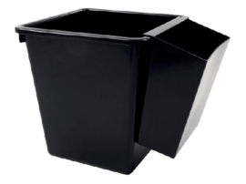 Papierbak kunststof vierkant 27 liter zwart