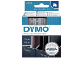 Labeltape Dymo 45020 D1 720600 12mmx7m wit op transparant