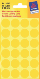 Etiket Avery Zweckform 3007 rond 18mm geel 96stuks