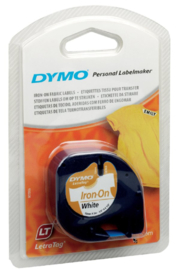 Labeltape Dymo Letratag 18769 strijkbaar 12mm zwart op wit