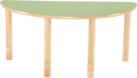 Halfronde Flexi tafel 120x60cm groen 58-76cm hoogte verstelbaar