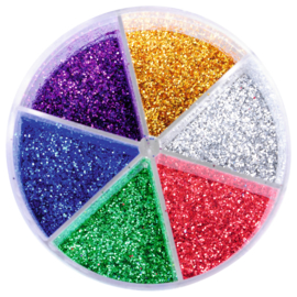 Glitter 80 gram - set van 6 kleuren