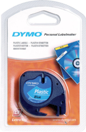Labeltape Dymo Letratag 91205 plasticl12mm zwart op blauw