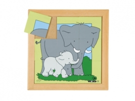 Puzzel olifant moeder/kind 9 dlg. 24x24 cm