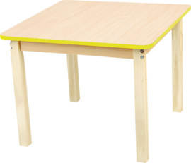 Vierkant esdoorn tafelblad met kleurrijke gele rand