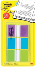 Indextabs 3M Post-it 680PBG 24mmx43.2mm helder blauw/groen en paars