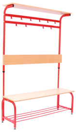 Garderobe met verstelbare bank en haken - rood