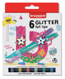 Viltstift Bruynzeel Kids glitter - 6 stuks assorti