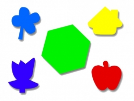 Plakfiguren zeskant, appel, huis en bloem 2x