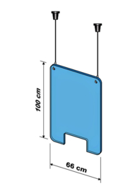 Hygiënescherm Exacompta hangend met opening 100x66cm transparant