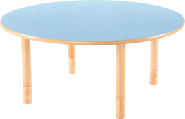Ronde Flexi tafel 120cm blauw in hoogte verstelbaar