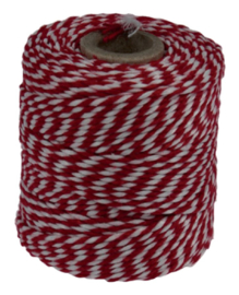 Touw katoen 45meter 50gr rood/wit