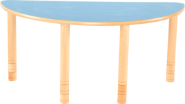 Halfronde Flexi tafel 120x60cm blauw in hoogte verstelbaar